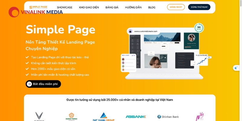nền tảng tạo Landing Page Simple Page